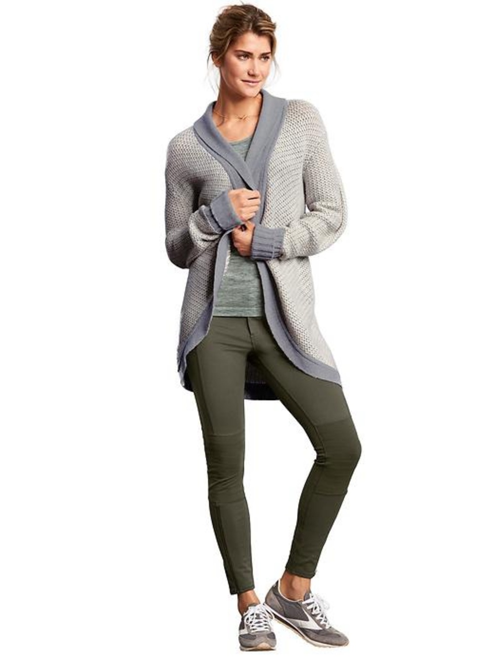 Athleta Sierra Wrap Cocoon Cardigan Grey Knit Wool and Cashmere Open Front Sz S